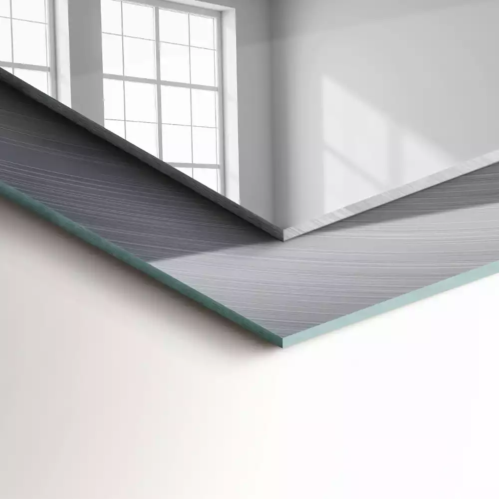 Rechthoekige spiegel met bedrukte lijst Rond metalen oppervlak