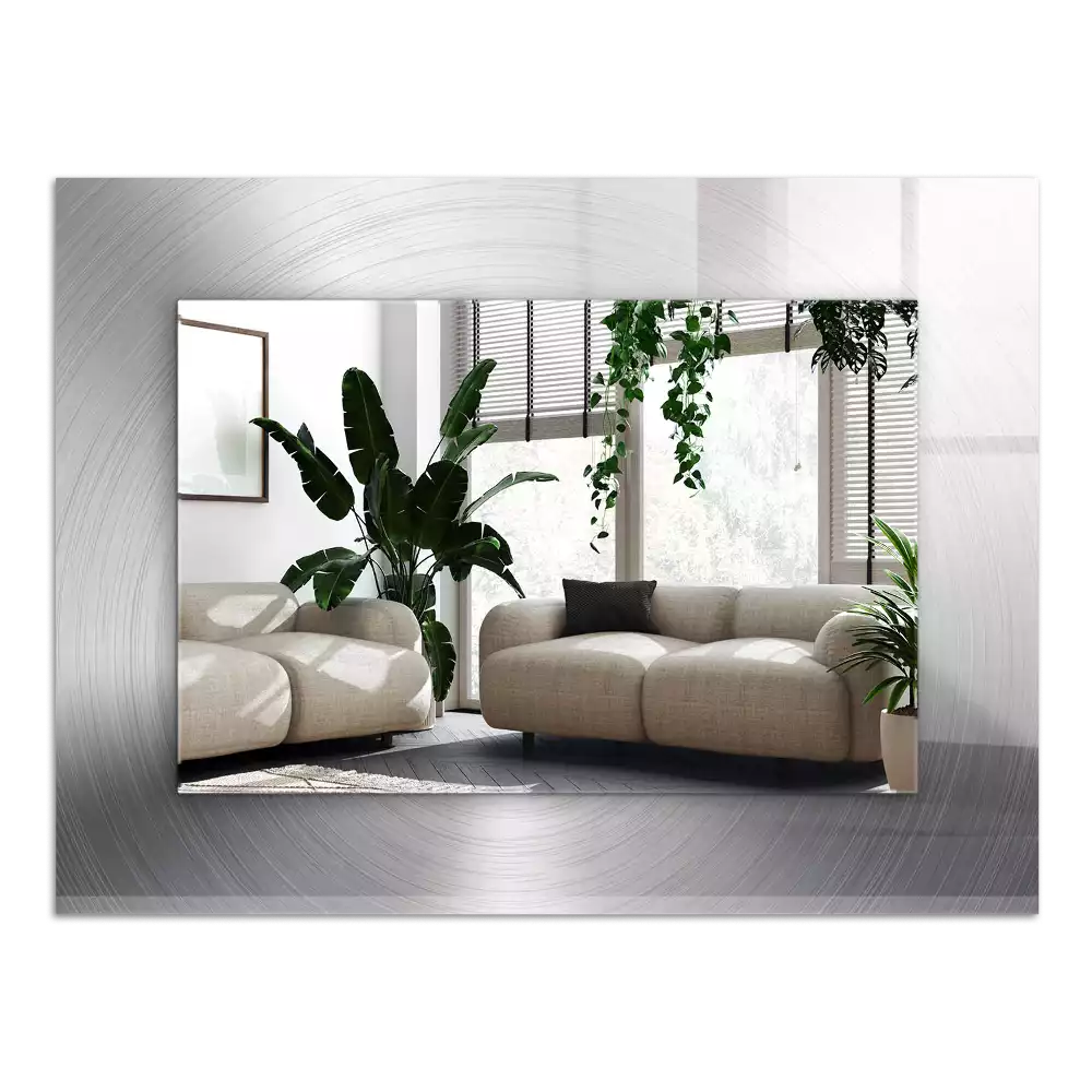 Rechthoekige spiegel met bedrukte lijst Rond metalen oppervlak