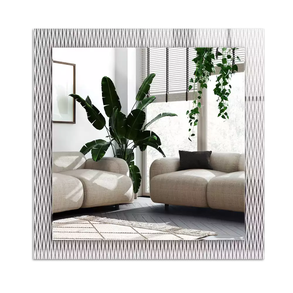 Rechthoekige spiegel met decoratie Textielstofpatroon