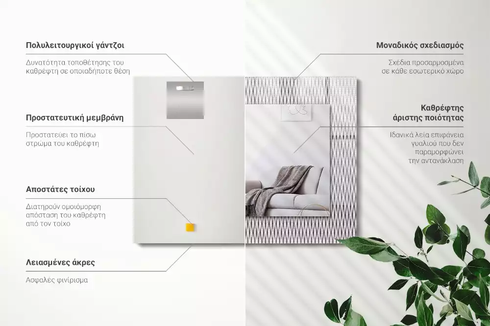 Rechthoekige spiegel met decoratie Textielstofpatroon