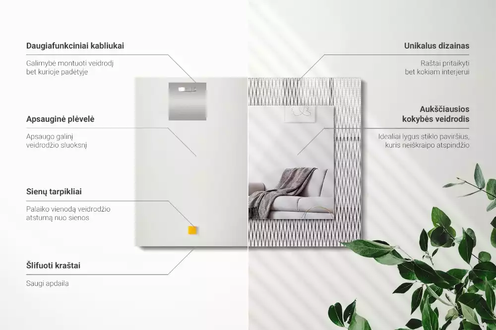 Rechthoekige spiegel met decoratie Textielstofpatroon