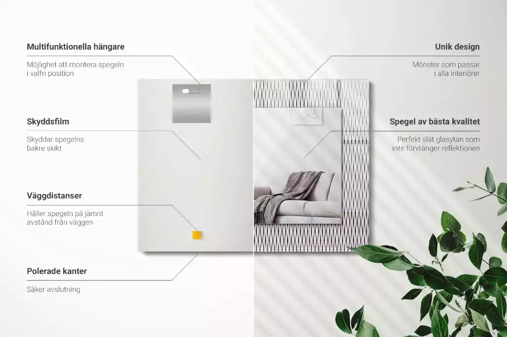 Rechthoekige spiegel met decoratie Textielstofpatroon