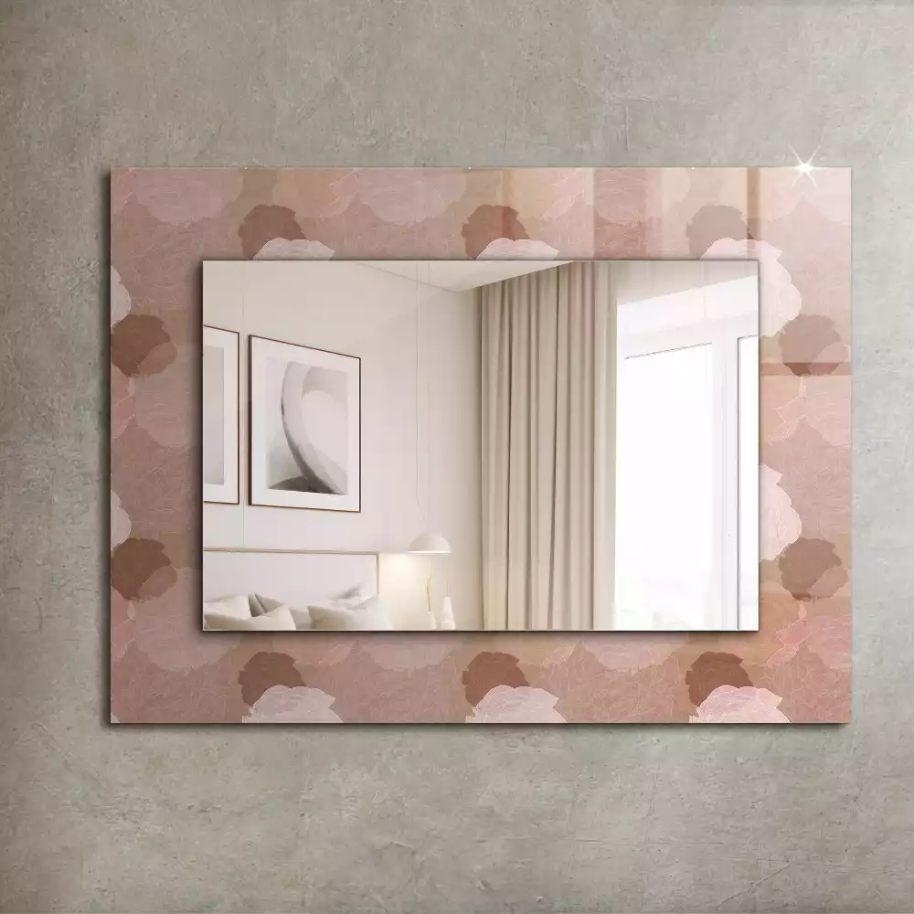 Rechthoekige spiegel lijst met print Bloemen pioenrozen