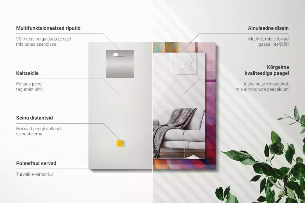 Bedrukte rechthoekige spiegel Kleurrijke abstracte spiraal