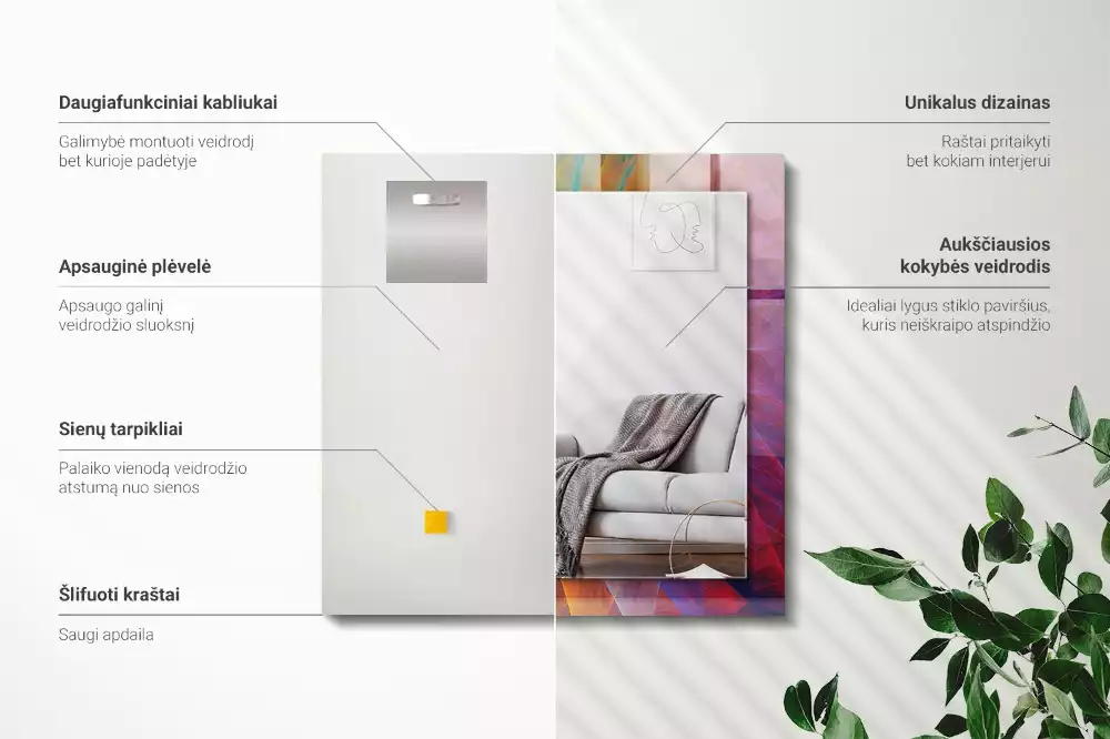 Bedrukte rechthoekige spiegel Kleurrijke abstracte spiraal