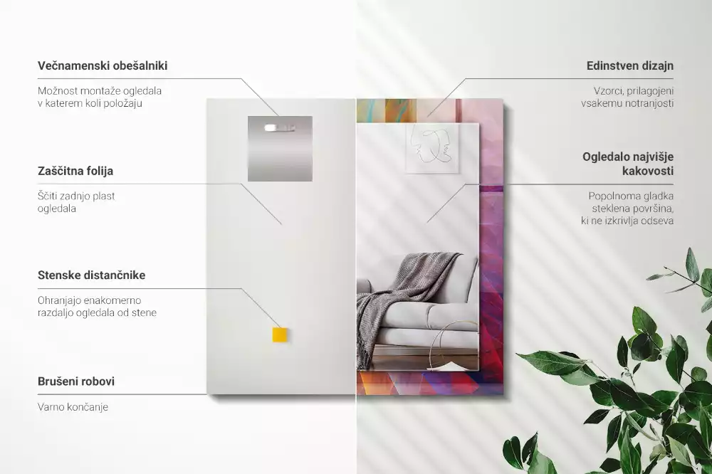 Bedrukte rechthoekige spiegel Kleurrijke abstracte spiraal