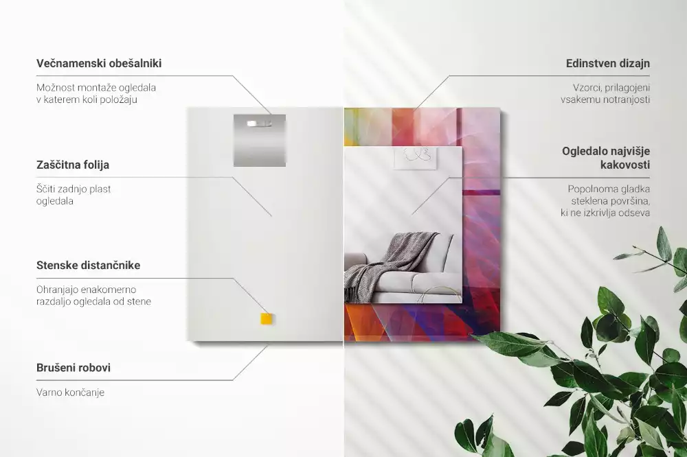 Bedrukte rechthoekige spiegel Kleurrijke abstracte spiraal