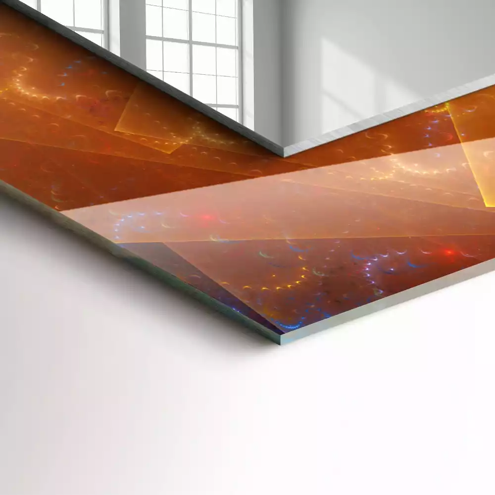 Rechthoekige spiegel met bedrukte lijst Kleurrijke fractale spiraal