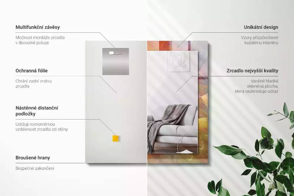 Rechthoekige spiegel met bedrukte lijst Kleurrijke fractale spiraal