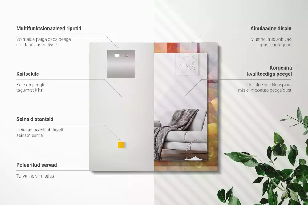 Rechthoekige spiegel met bedrukte lijst Kleurrijke fractale spiraal