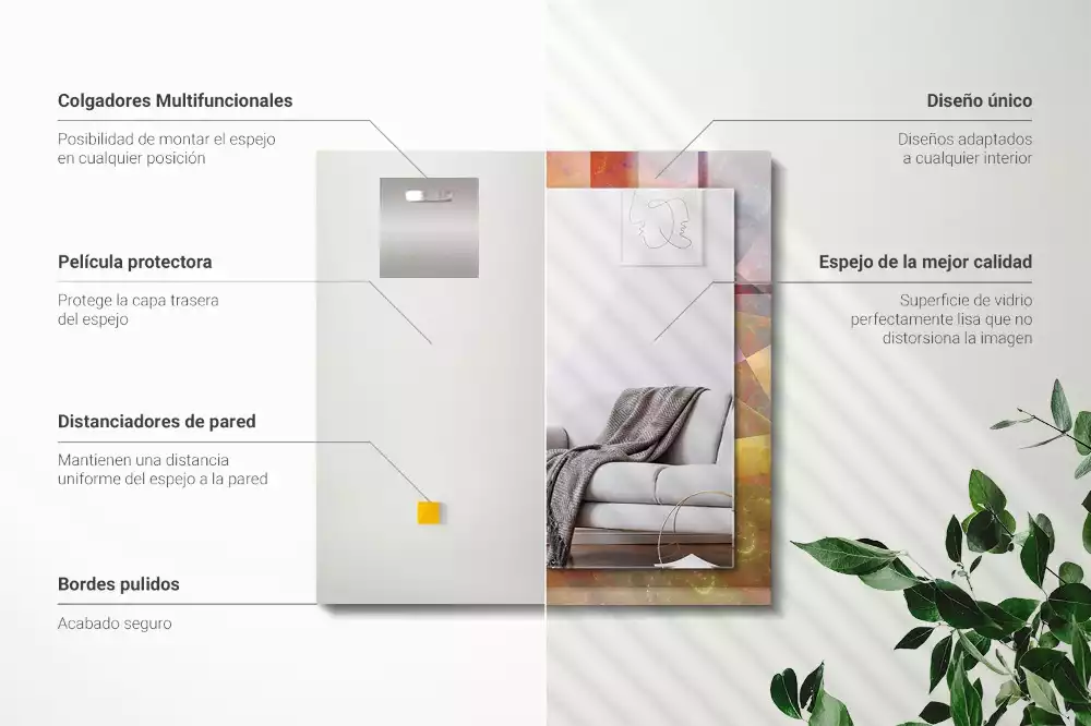 Rechthoekige spiegel met bedrukte lijst Kleurrijke fractale spiraal