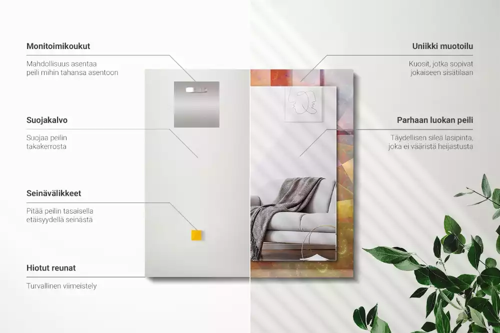 Rechthoekige spiegel met bedrukte lijst Kleurrijke fractale spiraal