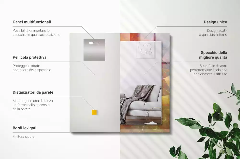 Rechthoekige spiegel met bedrukte lijst Kleurrijke fractale spiraal