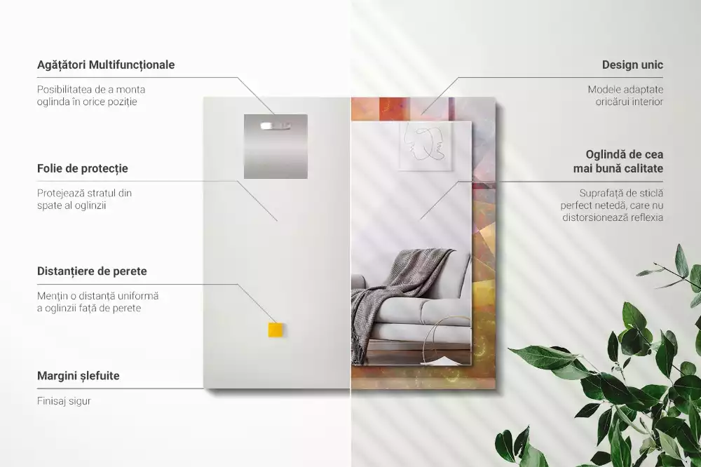 Rechthoekige spiegel met bedrukte lijst Kleurrijke fractale spiraal