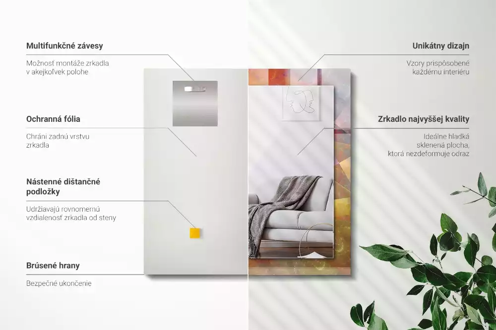 Rechthoekige spiegel met bedrukte lijst Kleurrijke fractale spiraal