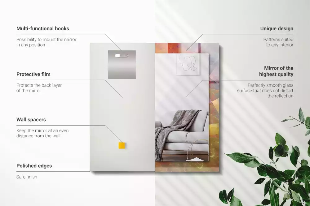 Rechthoekige spiegel met bedrukte lijst Kleurrijke fractale spiraal