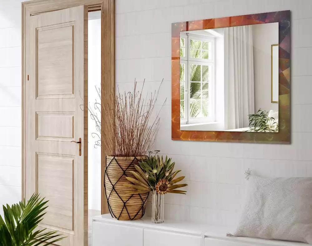 Rechthoekige spiegel met bedrukte lijst Kleurrijke fractale spiraal