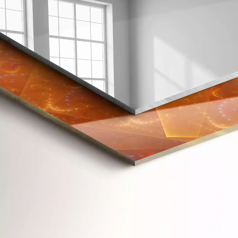 Rechthoekige spiegel met bedrukte lijst Kleurrijke fractale spiraal