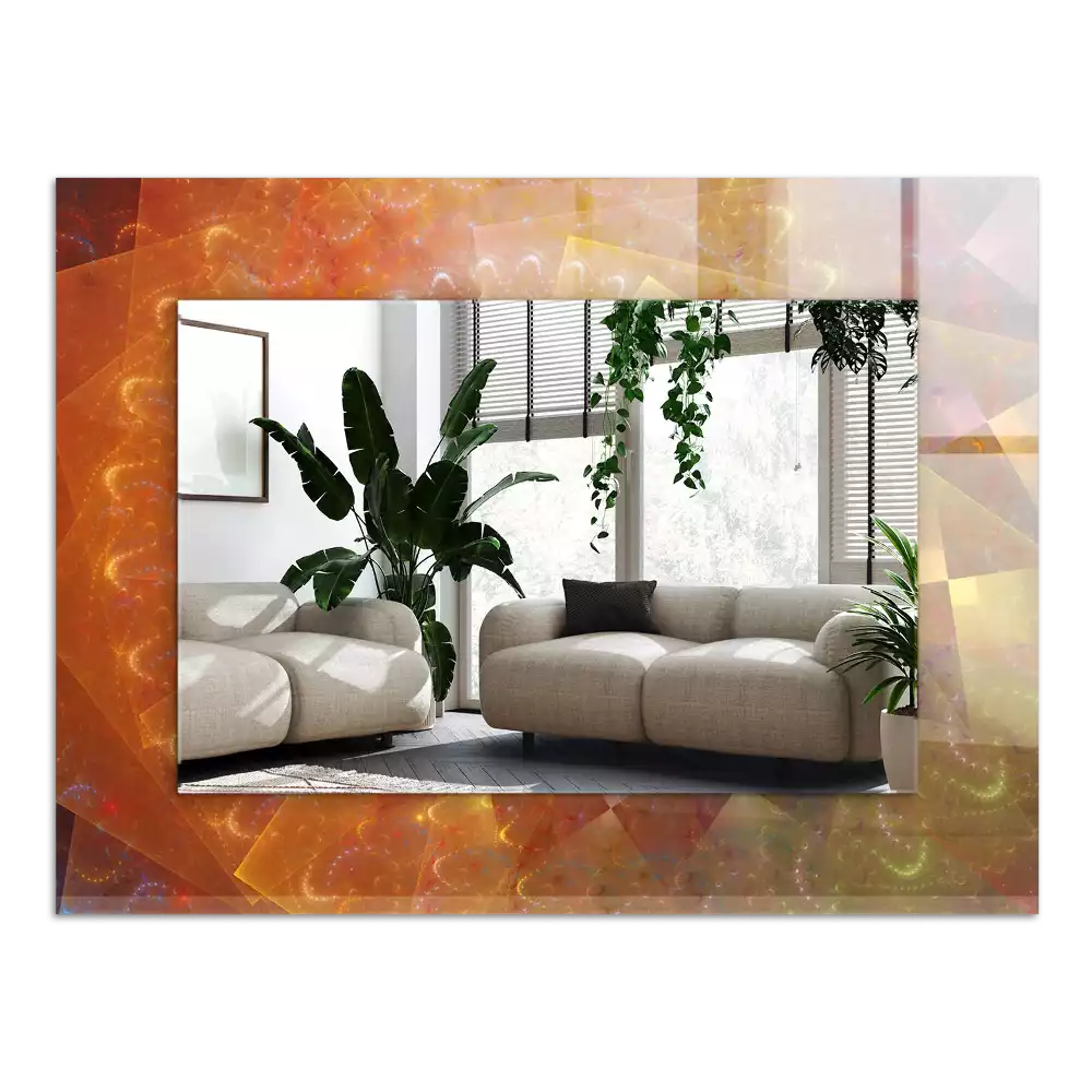 Rechthoekige spiegel met bedrukte lijst Kleurrijke fractale spiraal