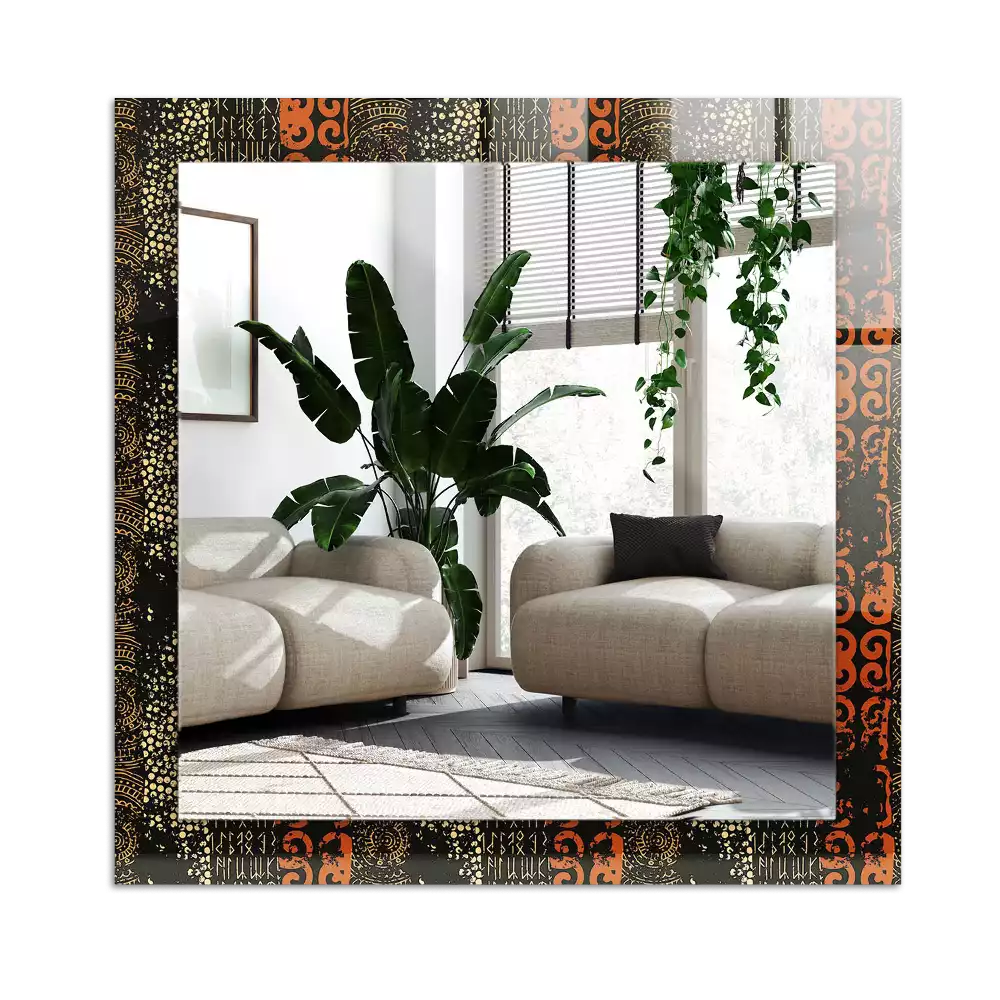 Rechthoekige spiegel met decoratie Etnisch ornamentpatroon