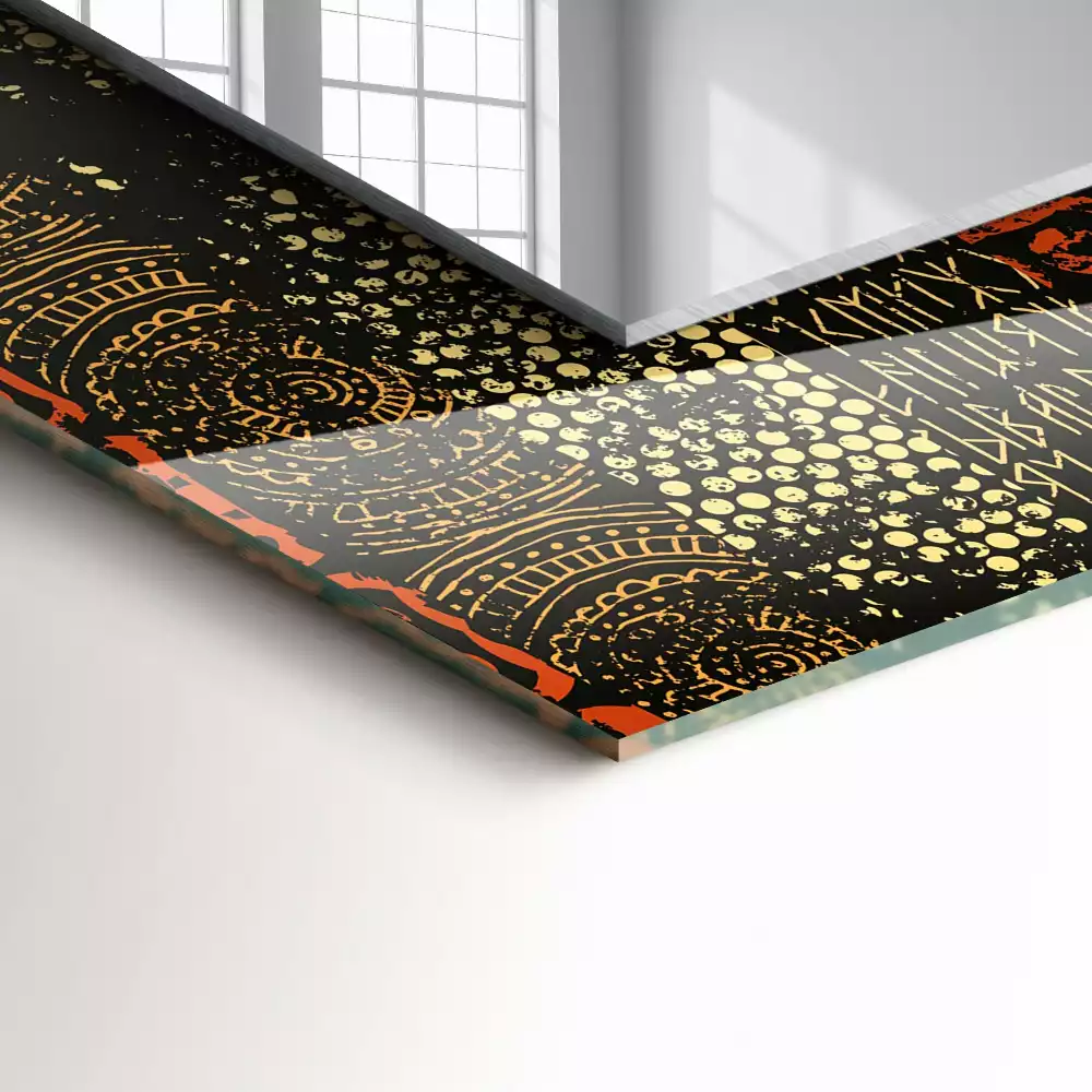 Rechthoekige spiegel met decoratie Etnisch ornamentpatroon