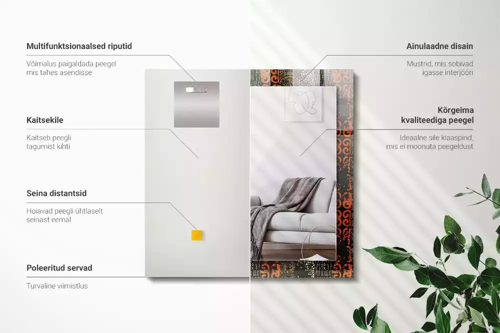 Rechthoekige spiegel met decoratie Etnisch ornamentpatroon