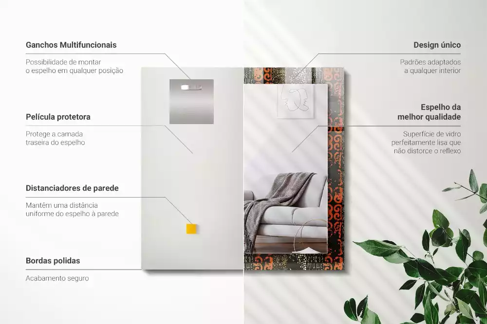 Rechthoekige spiegel met decoratie Etnisch ornamentpatroon