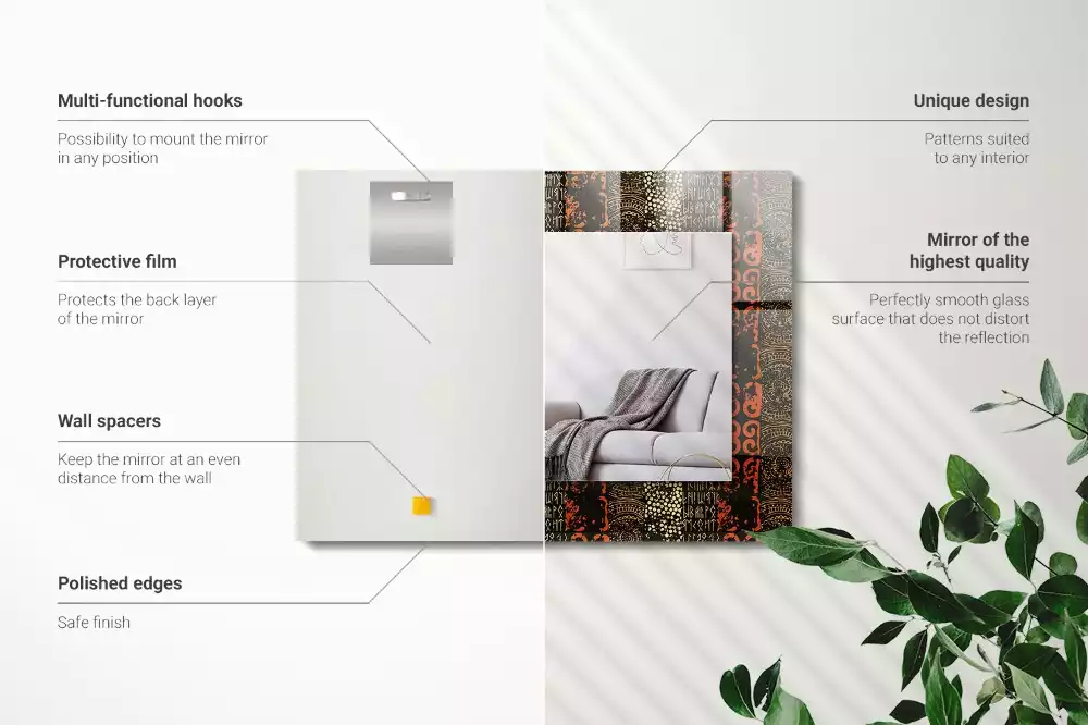 Rechthoekige spiegel met decoratie Etnisch ornamentpatroon