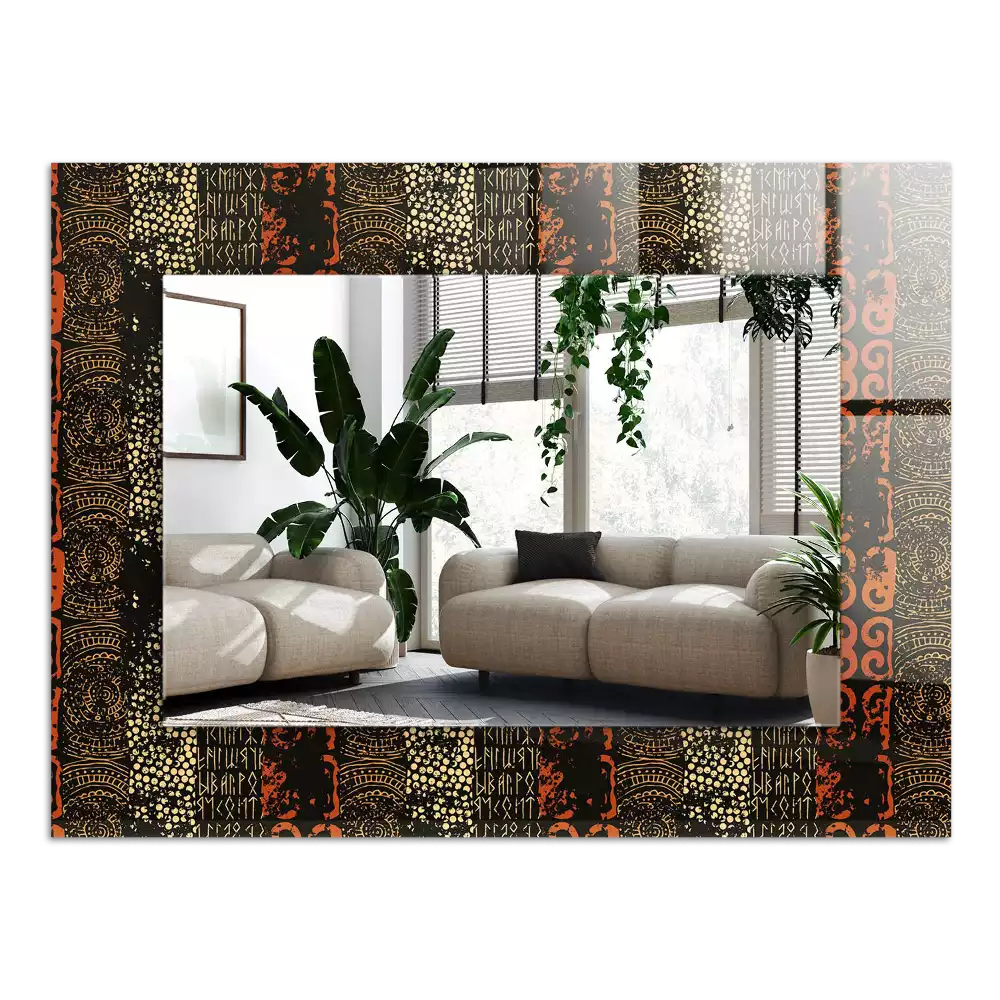 Rechthoekige spiegel met decoratie Etnisch ornamentpatroon