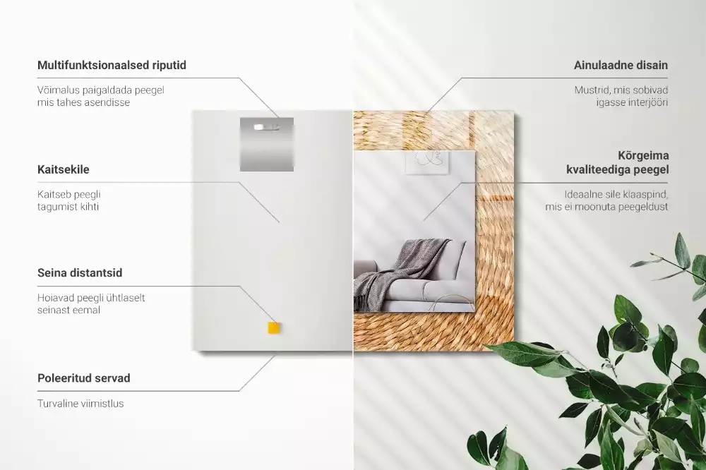 Bedrukte rechthoekige spiegel Wattle