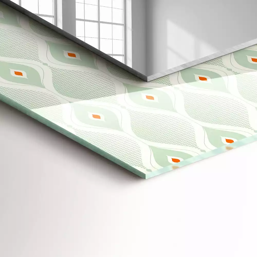 Bedrukte rechthoekige spiegel Groen geometrisch patroon