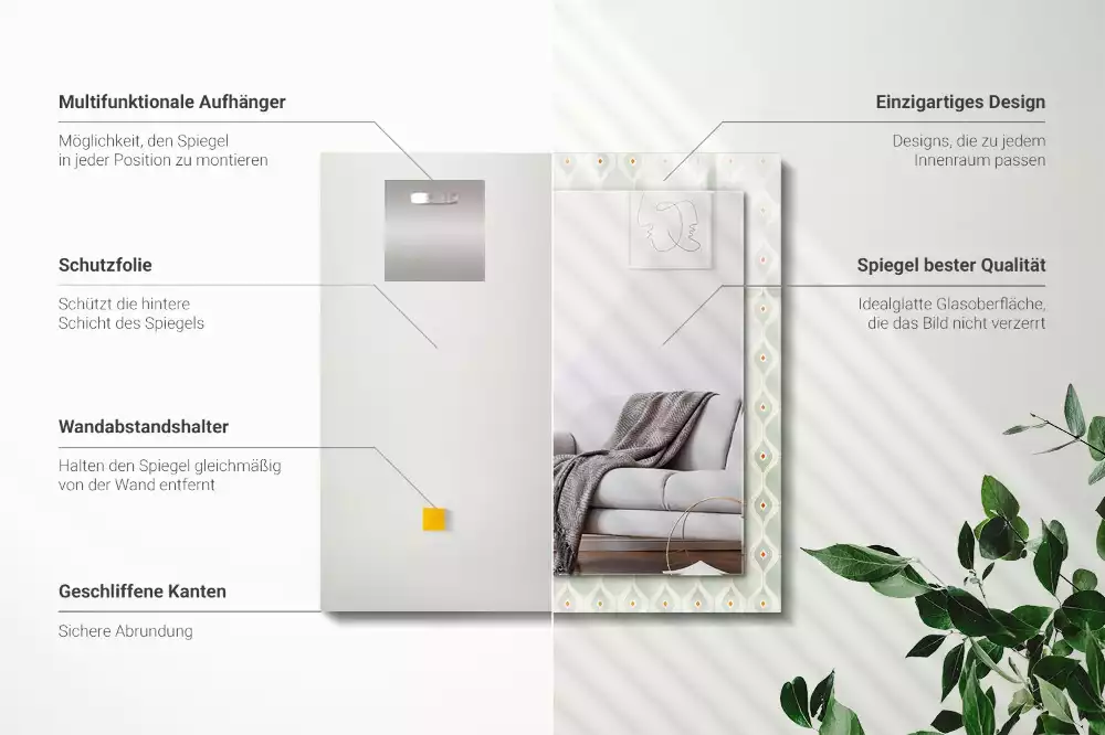 Bedrukte rechthoekige spiegel Groen geometrisch patroon