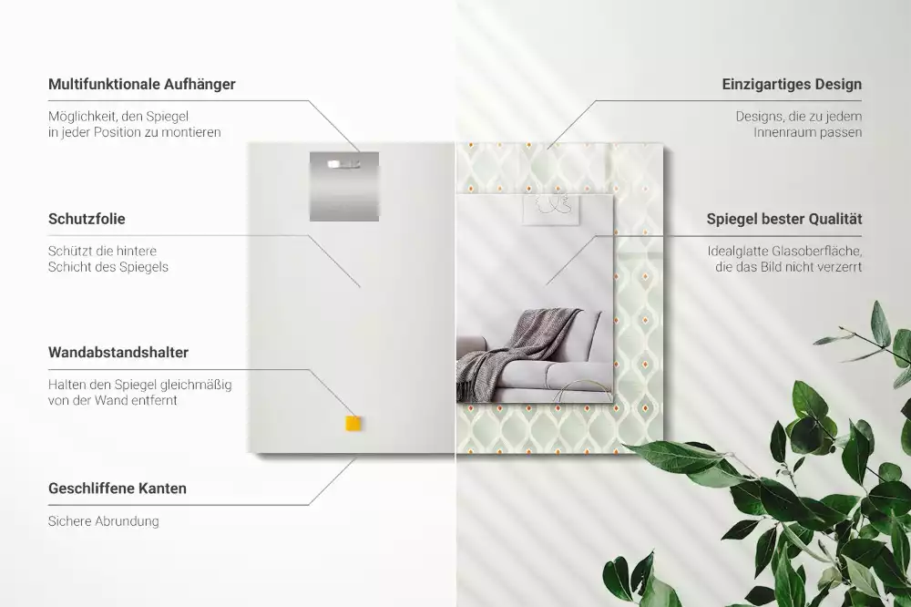 Bedrukte rechthoekige spiegel Groen geometrisch patroon