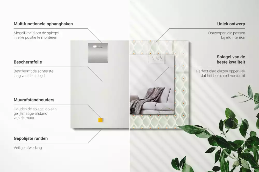 Bedrukte rechthoekige spiegel Groen geometrisch patroon