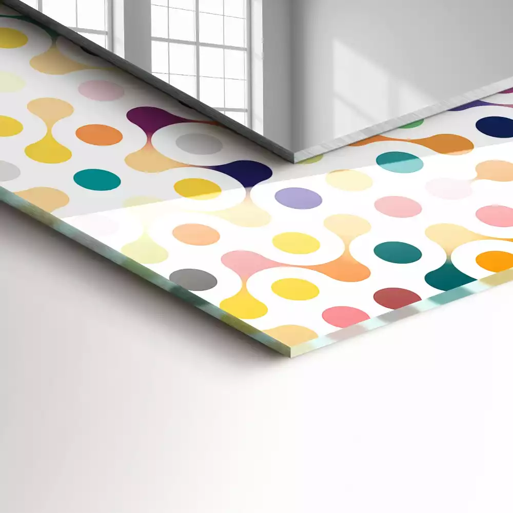 Rechthoekige spiegel met bedrukte lijst Kleurrijk geometrisch patroon