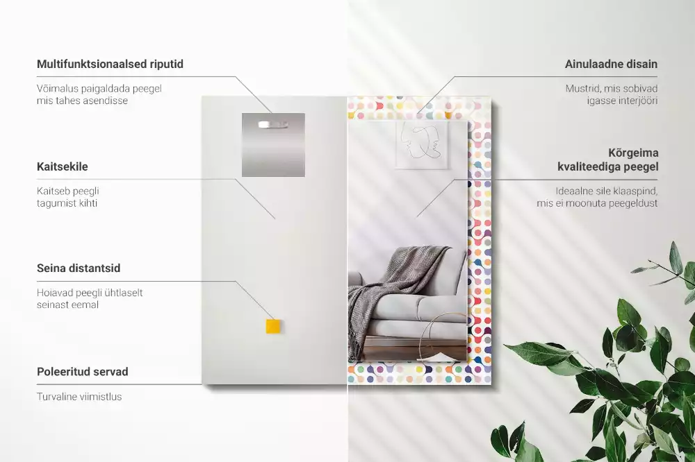 Rechthoekige spiegel met bedrukte lijst Kleurrijk geometrisch patroon