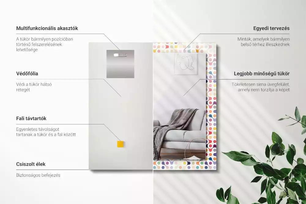 Rechthoekige spiegel met bedrukte lijst Kleurrijk geometrisch patroon