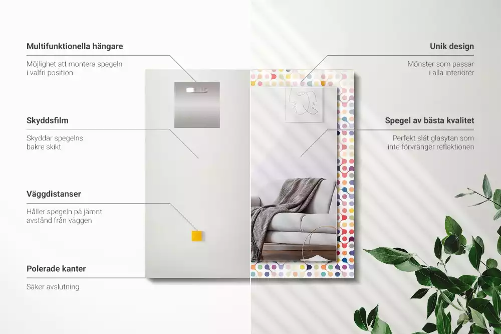 Rechthoekige spiegel met bedrukte lijst Kleurrijk geometrisch patroon