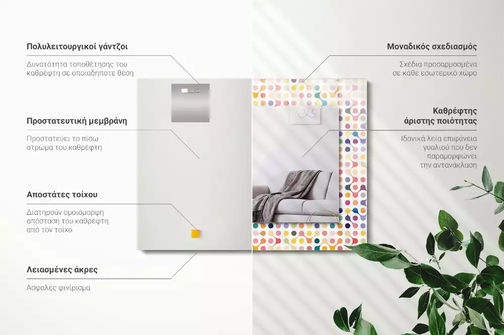 Rechthoekige spiegel met bedrukte lijst Kleurrijk geometrisch patroon
