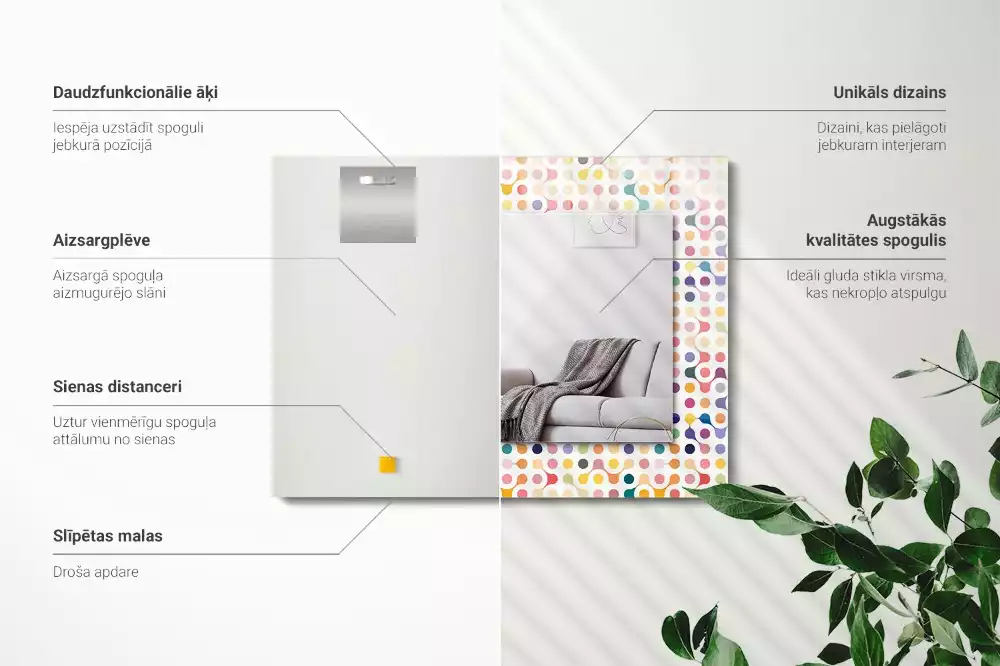 Rechthoekige spiegel met bedrukte lijst Kleurrijk geometrisch patroon