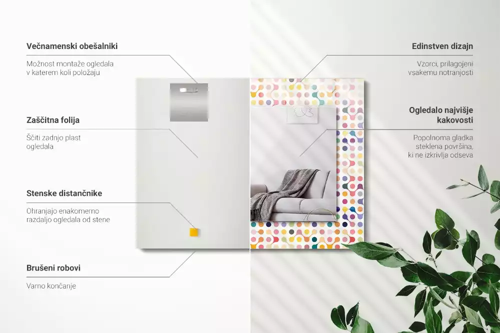 Rechthoekige spiegel met bedrukte lijst Kleurrijk geometrisch patroon