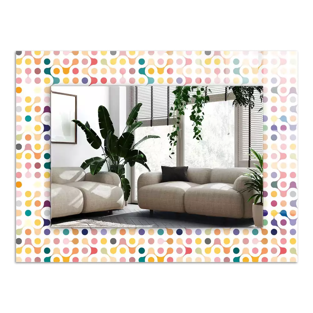 Rechthoekige spiegel met bedrukte lijst Kleurrijk geometrisch patroon