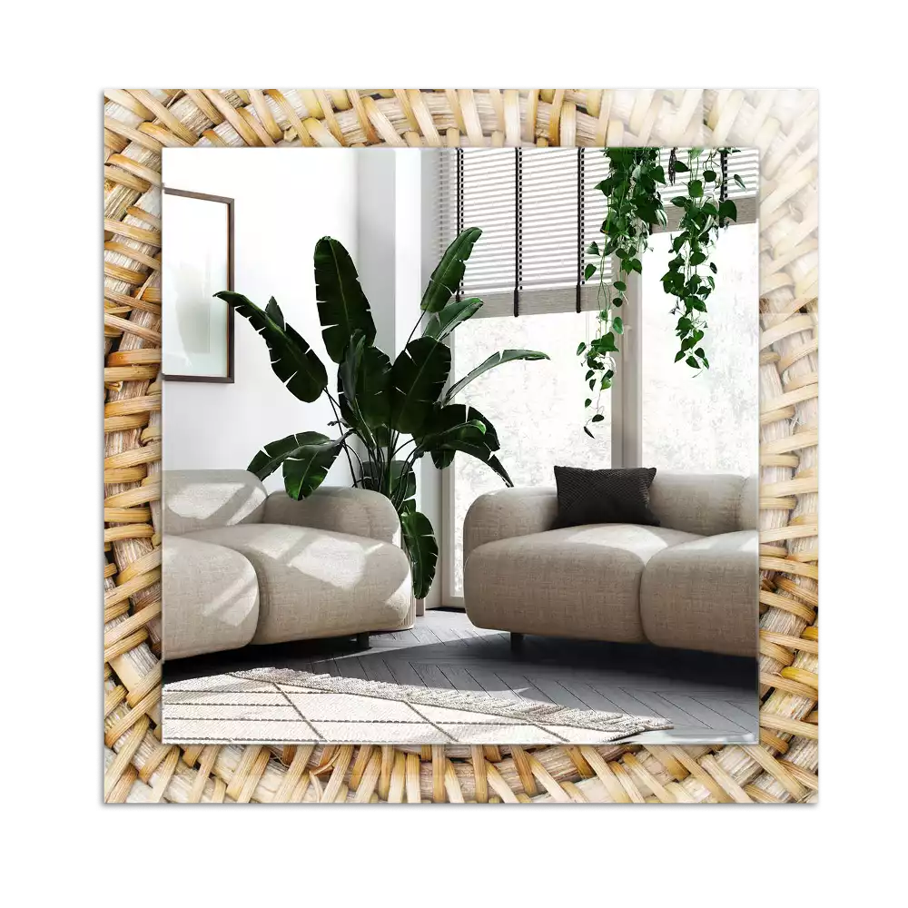 Rechthoekige spiegel lijst met print Wattle