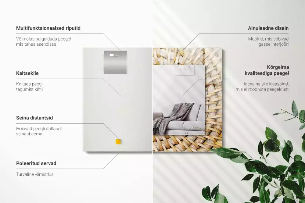 Rechthoekige spiegel lijst met print Wattle