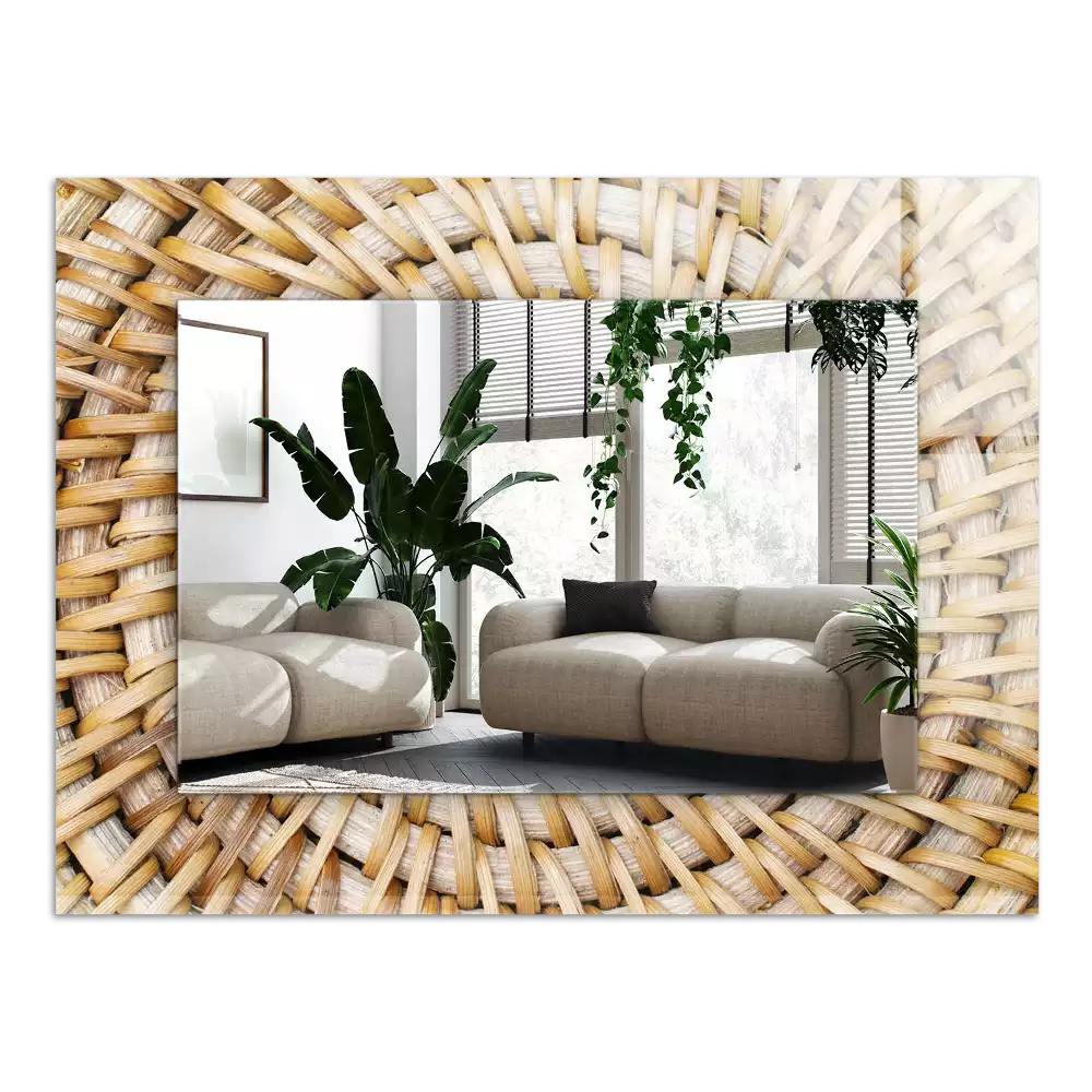 Rechthoekige spiegel lijst met print Wattle