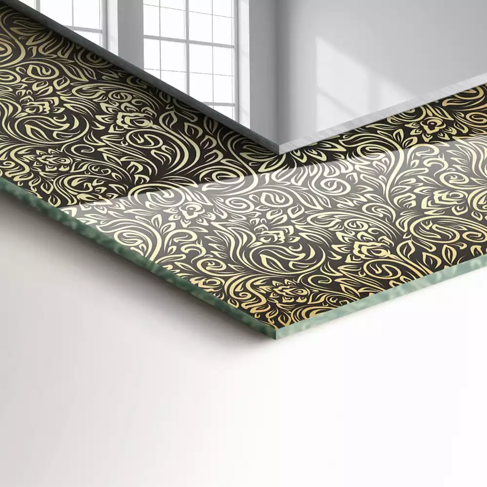 Bedrukte rechthoekige spiegel Gouden ornamentpatroon