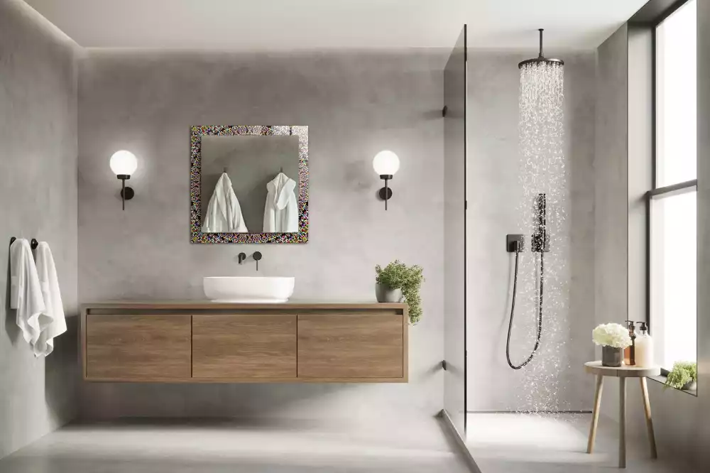 Rechthoekige spiegel met bedrukte lijst Kleurrijk mandalapatroon