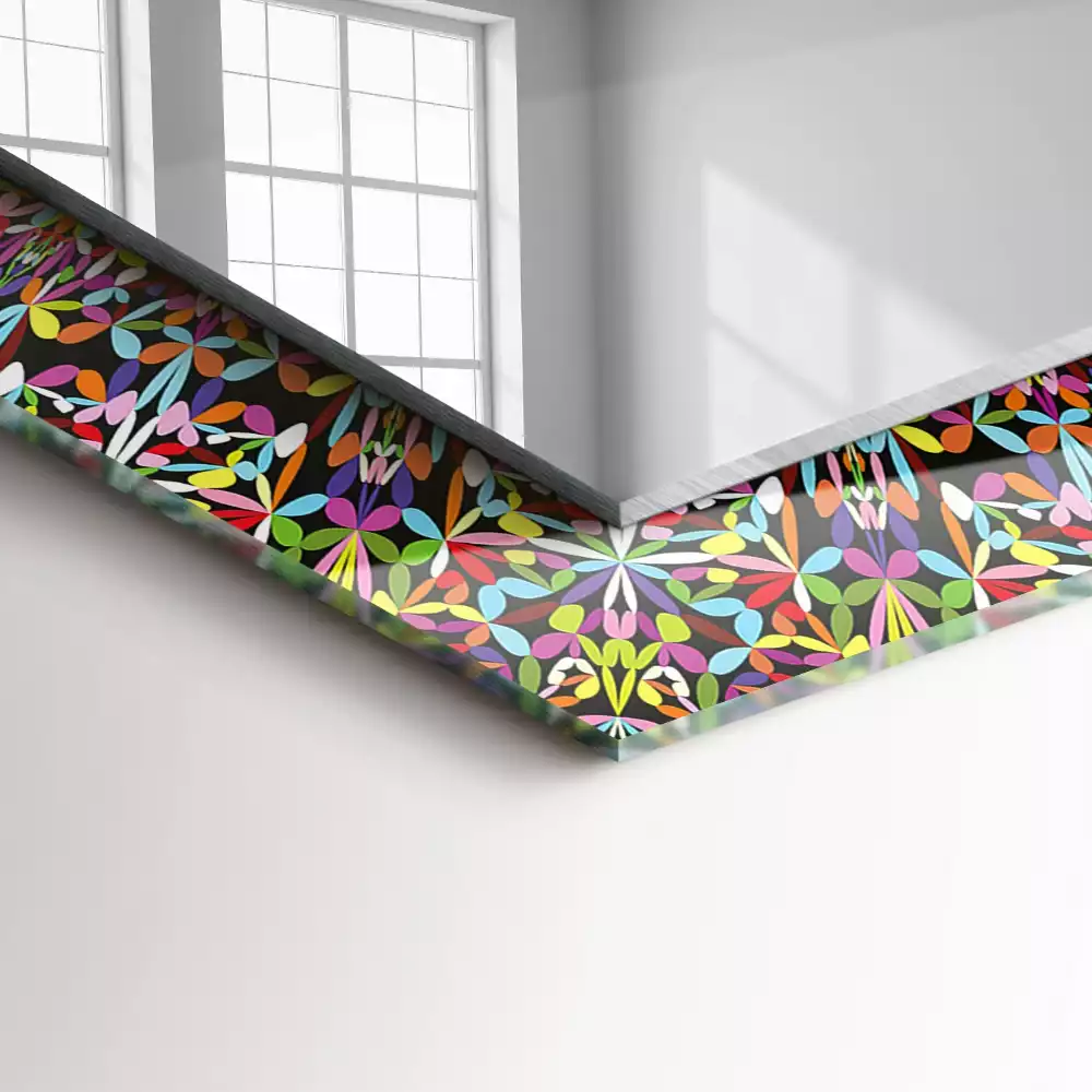 Rechthoekige spiegel met bedrukte lijst Kleurrijk mandalapatroon