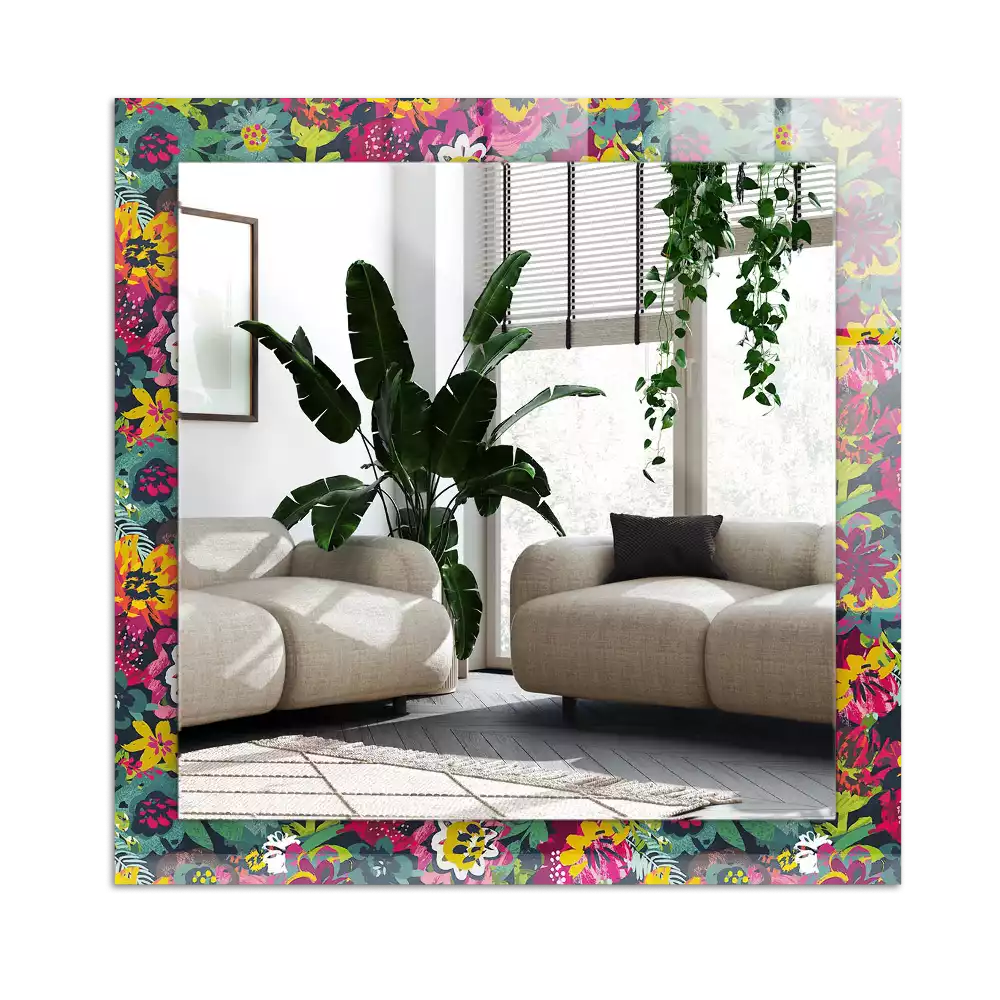 Rechthoekige spiegel met decoratie Kleurrijke bloemenpatronen