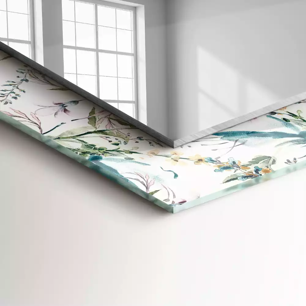 Rechthoekige spiegel lijst met print Bloemen aquarelpatroon